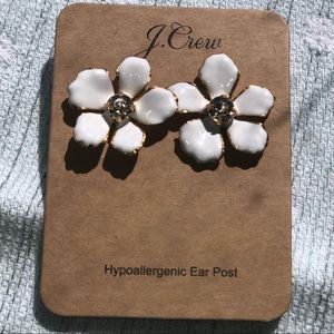 J.Crew White Enamel Flower Earrings